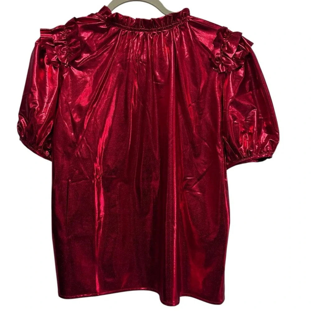 And the Why - beautiful red blouse - size M -  NWT - Picture 6 of 16
